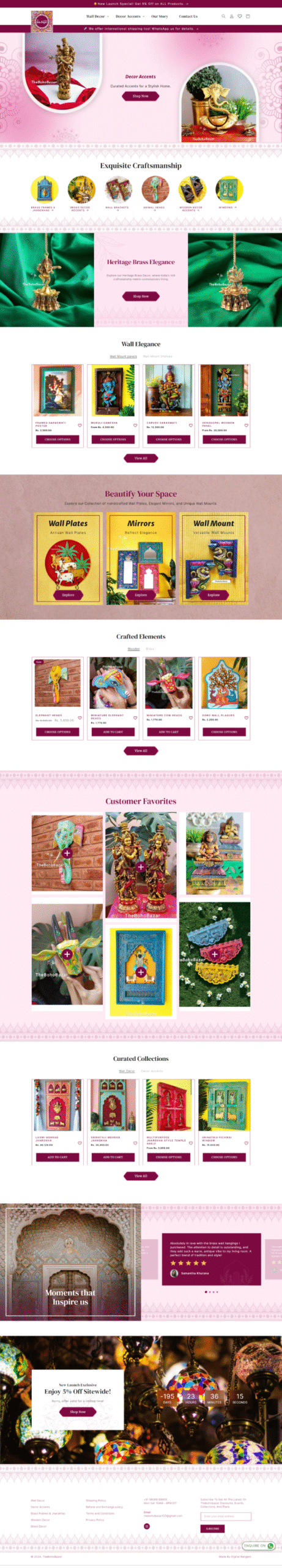 The Boho Bazar Shopify store redesign